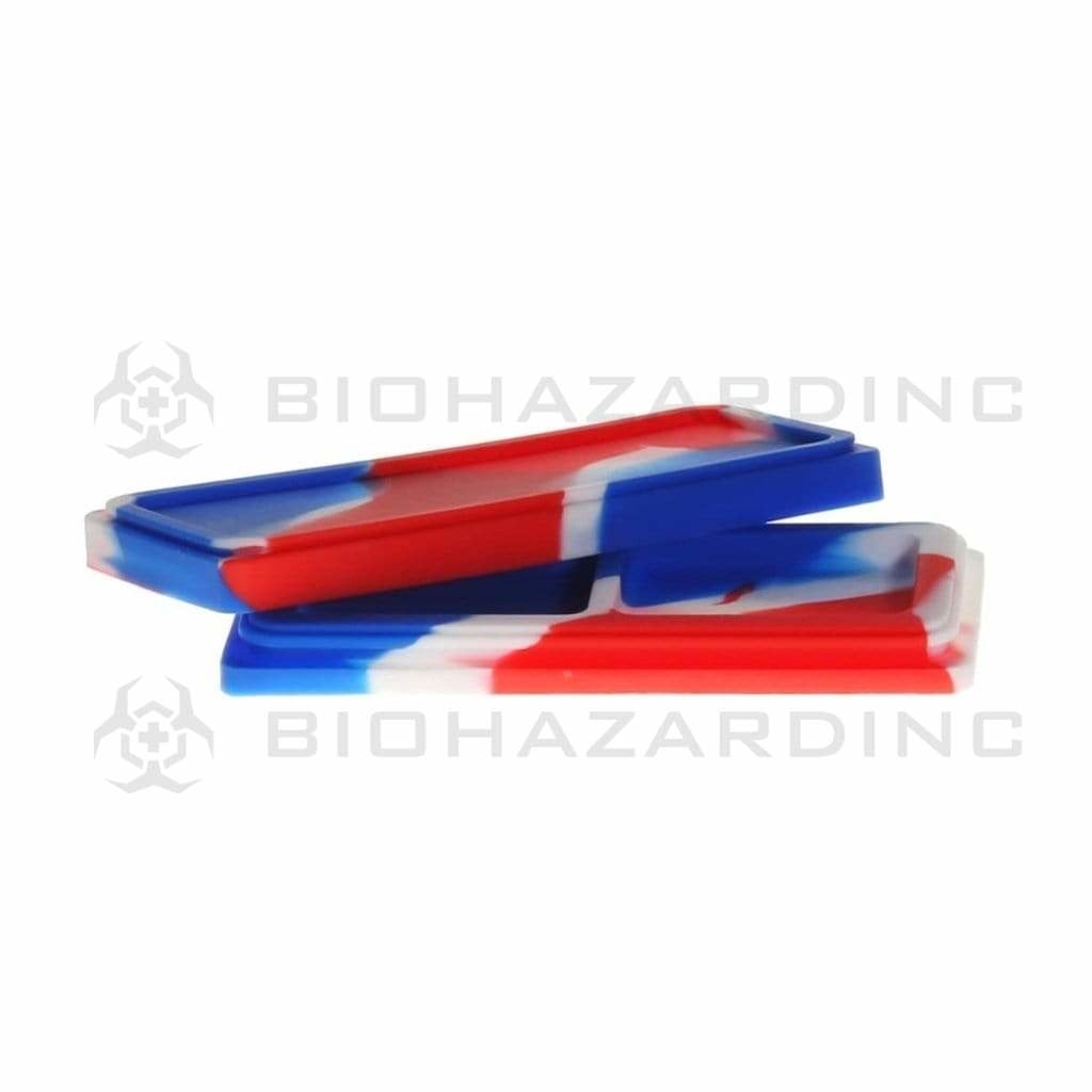 Biohazard Inc Concentrate Container Silicone Shatter 2 Section 4.5" x 2.25" Case - Red/White/Blue
