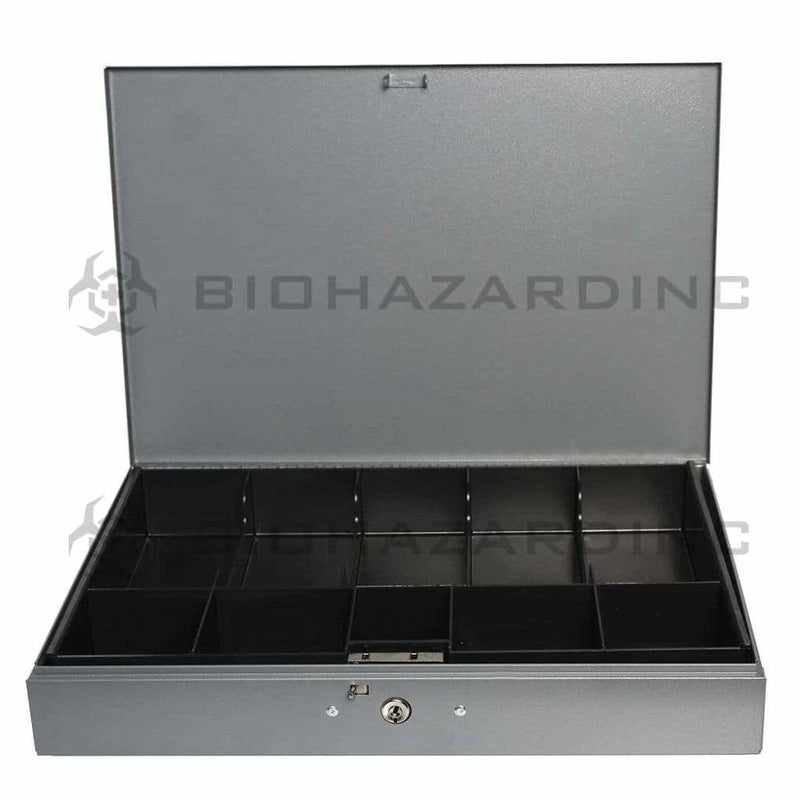 Biohazard Inc Cash Box Steel Cash Box w/ 10 Compartment Tray