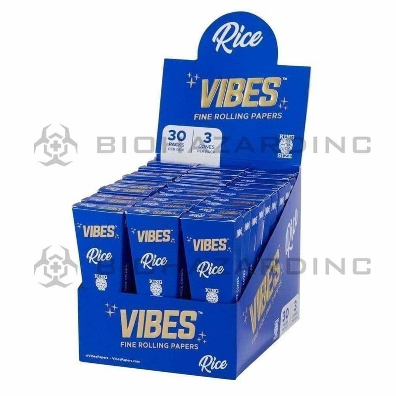 Biohazard Inc Pre-Rolled Cones VIBES Cones Rice King Size 3-Pack 30 Count