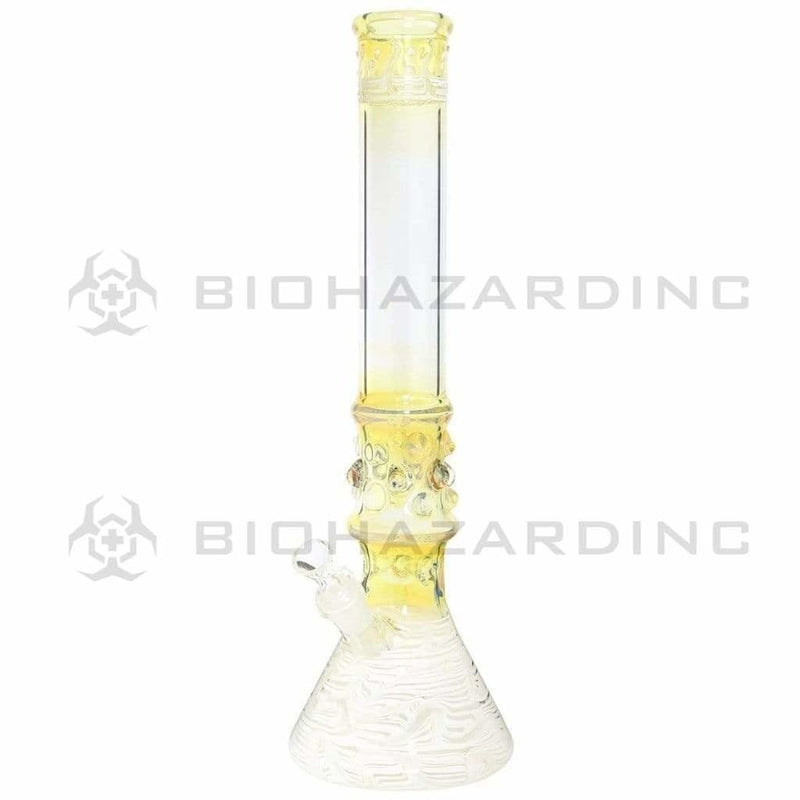 Biohazard Inc Glass Bong Water Pipe  17" 50mm Marbles Beaker Female 19mm White Trim