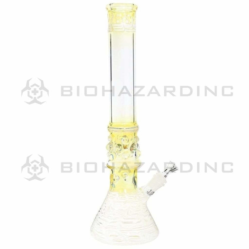 Biohazard Inc Glass Bong Water Pipe  17" 50mm Marbles Beaker Female 19mm White Trim