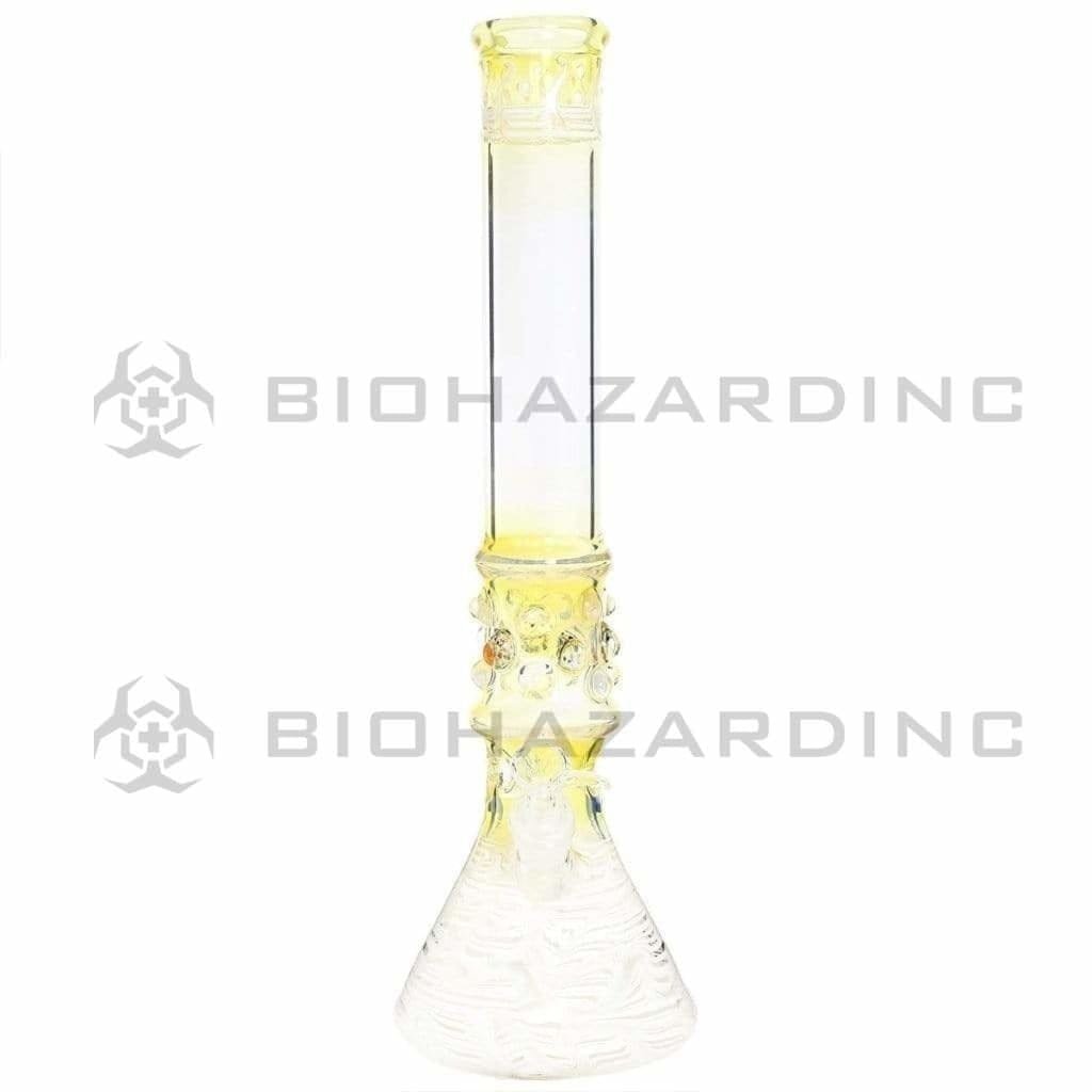 Biohazard Inc Glass Bong Water Pipe  17" 50mm Marbles Beaker Female 19mm White Trim
