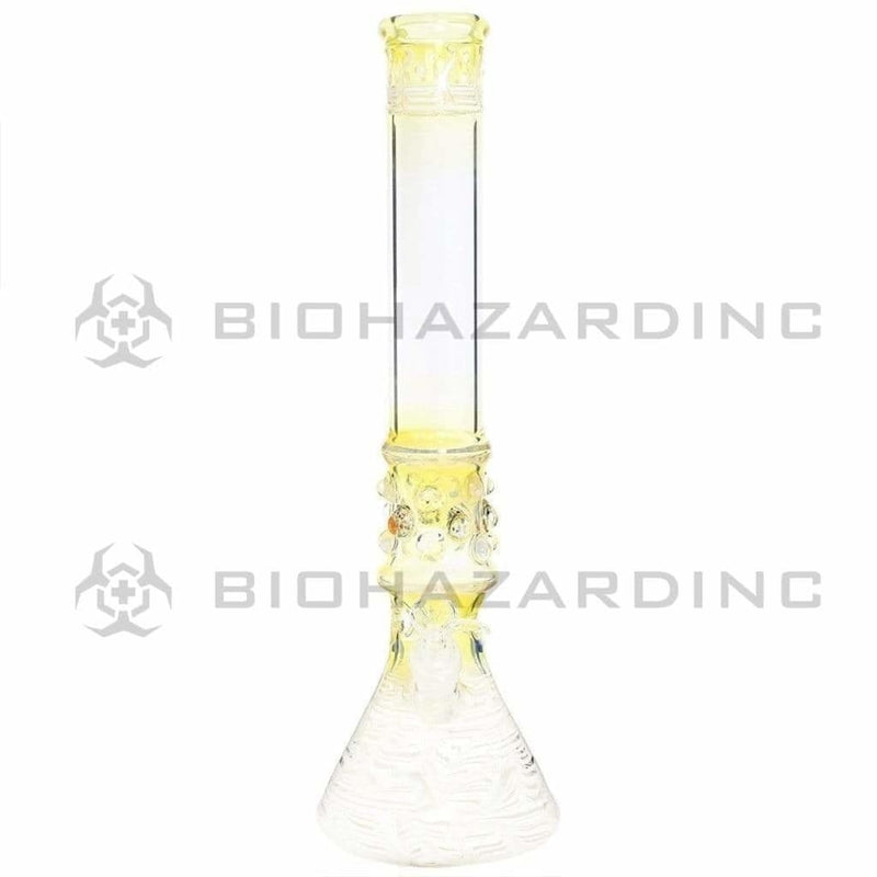 Biohazard Inc Glass Bong Water Pipe  17" 50mm Marbles Beaker Female 19mm White Trim