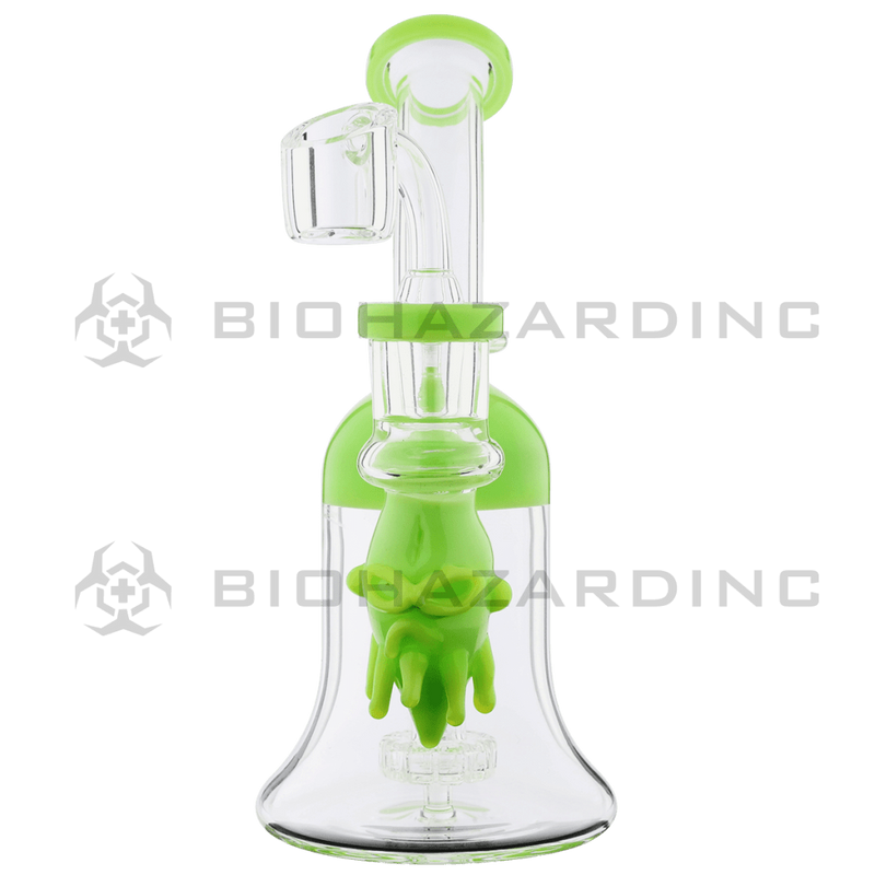 Biohazard Inc Glass Dab Rig Water Pipe 7.5" Rig Face Showerhead Green