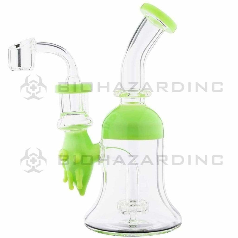 Biohazard Inc Glass Dab Rig Water Pipe 7.5" Rig Face Showerhead Green