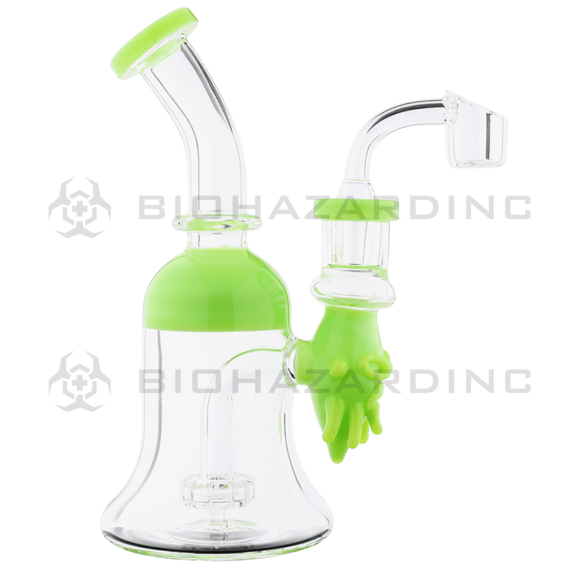 Biohazard Inc Glass Dab Rig Water Pipe 7.5" Rig Face Showerhead Green