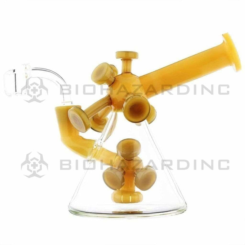 Biohazard Inc Glass Dab Rig Water Pipe 7" Atomic Rig Beaker Yellow Jade