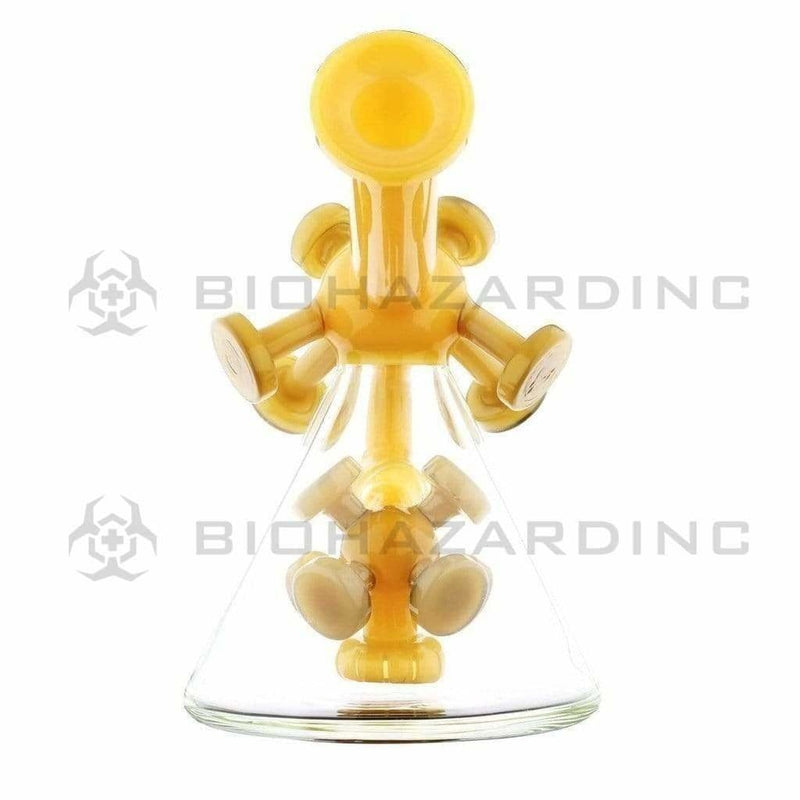 Biohazard Inc Glass Dab Rig Water Pipe 7" Atomic Rig Beaker Yellow Jade