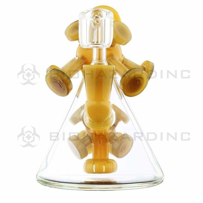 Biohazard Inc Glass Dab Rig Water Pipe 7" Atomic Rig Beaker Yellow Jade