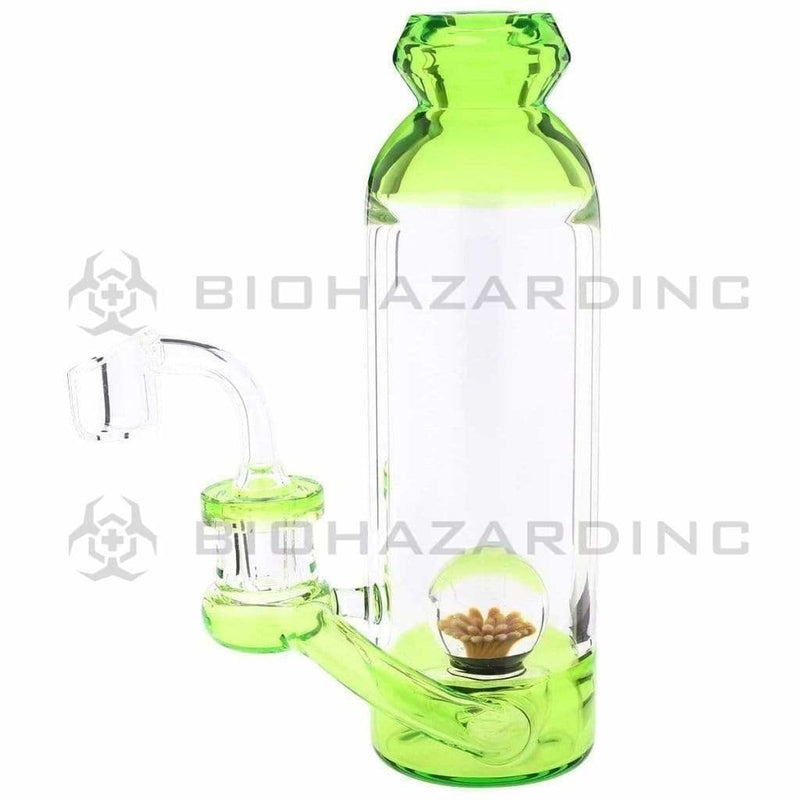 Biohazard Inc Glass Dab Rig Water Pipe 7" Bottle Rig Marble Showerhead Green