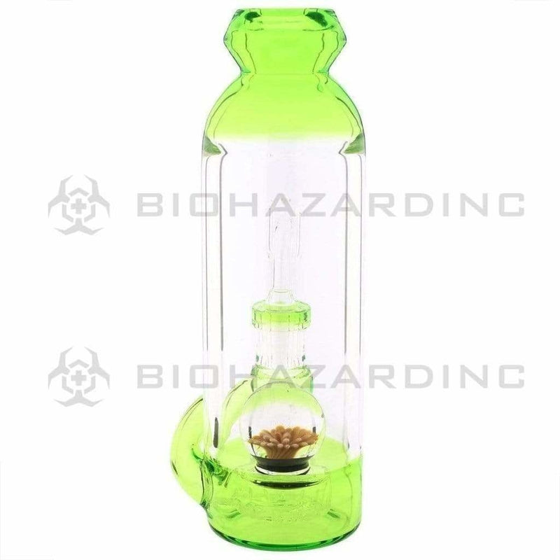 Biohazard Inc Glass Dab Rig Water Pipe 7" Bottle Rig Marble Showerhead Green