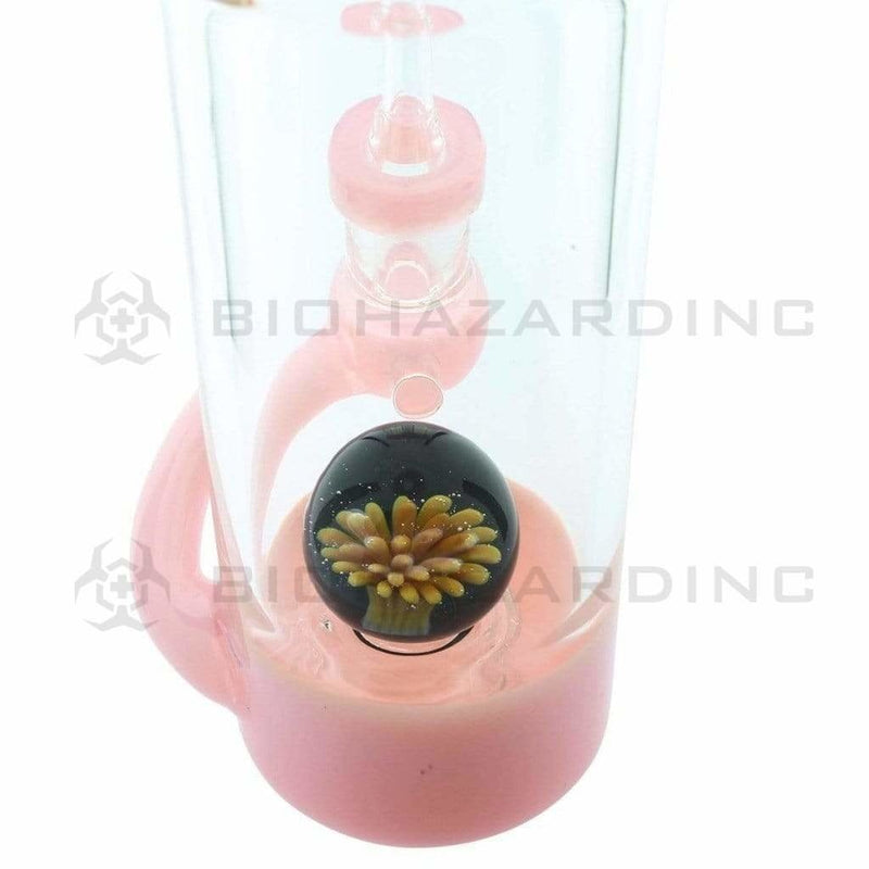 Biohazard Inc Glass Dab Rig Water Pipe 7" Bottle Rig Marble Showerhead Pink