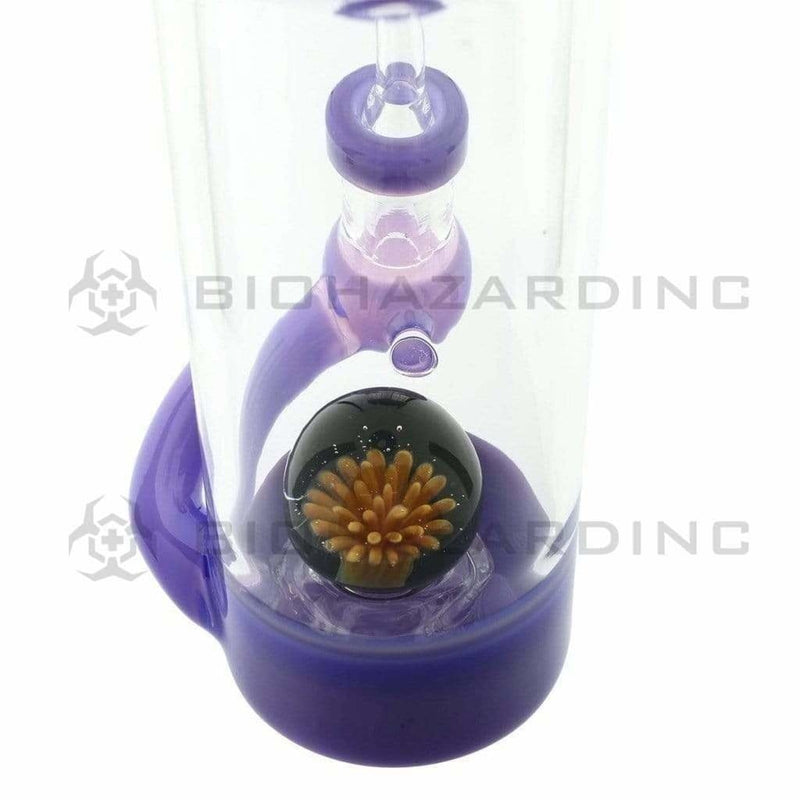 Biohazard Inc Glass Dab Rig Water Pipe 7" Bottle Rig Marble Showerhead Purple