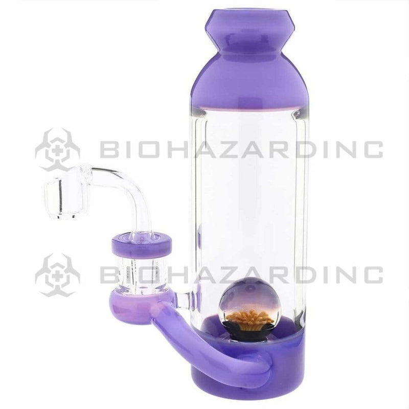 Biohazard Inc Glass Dab Rig Water Pipe 7" Bottle Rig Marble Showerhead Purple