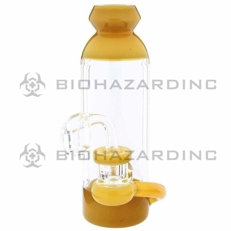 Biohazard Inc Glass Dab Rig Water Pipe 7" Bottle Rig Marble Showerhead Yellow Jade