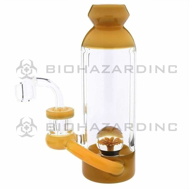 Biohazard Inc Glass Dab Rig Water Pipe 7" Bottle Rig Marble Showerhead Yellow Jade