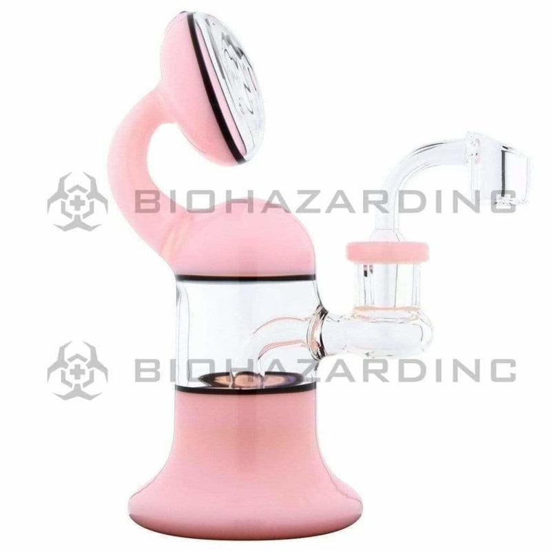 Biohazard Inc Glass Dab Rig Water Pipe 7" Rig Bent Neck Pink