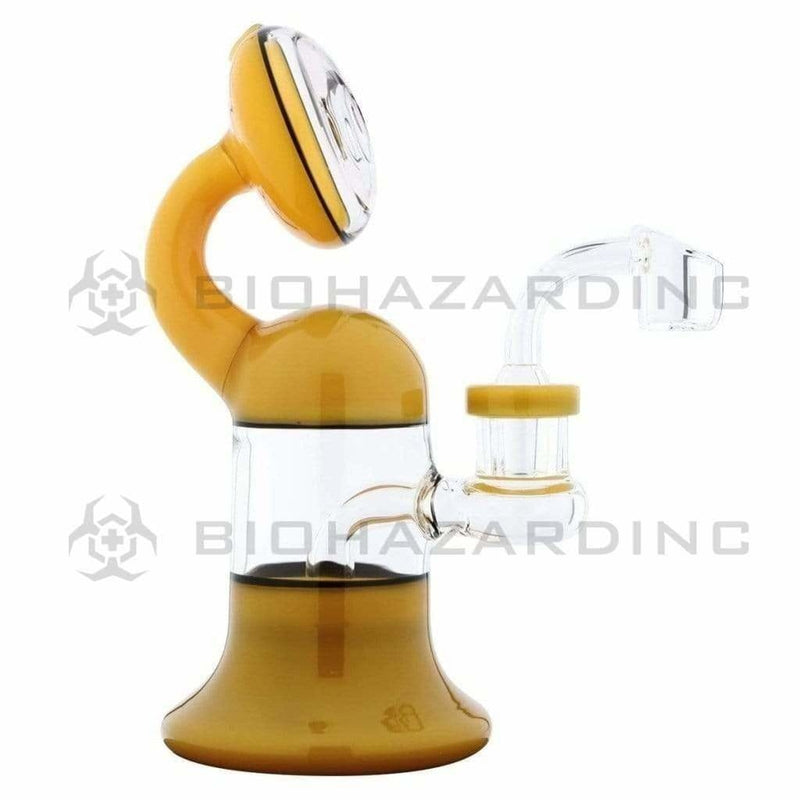 Biohazard Inc Glass Dab Rig Water Pipe 7" Rig Bent Neck Yellow Jade