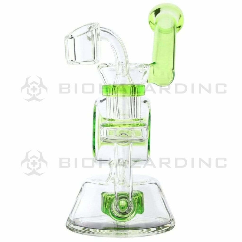 Biohazard Inc Glass Dab Rig Water Pipe 7" Rig Showerhead Circle Puck Sidecar Green