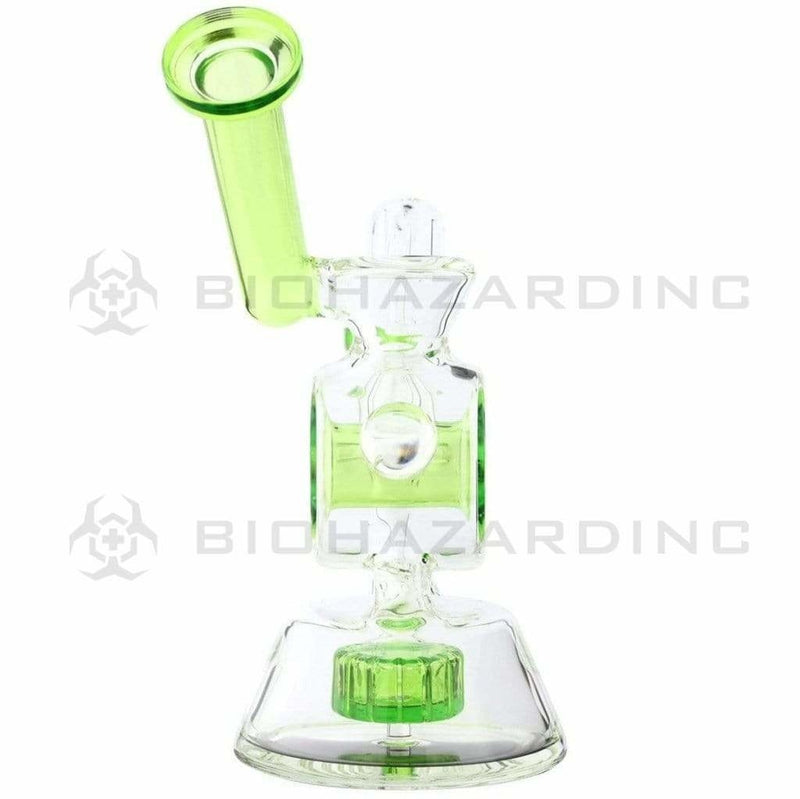 Biohazard Inc Glass Dab Rig Water Pipe 7" Rig Showerhead Circle Puck Sidecar Green