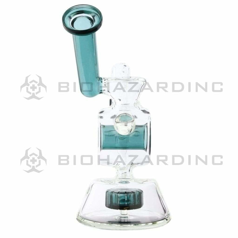 Biohazard Inc Glass Dab Rig Water Pipe 7" Rig Showerhead Circle Puck Sidecar Lake Green