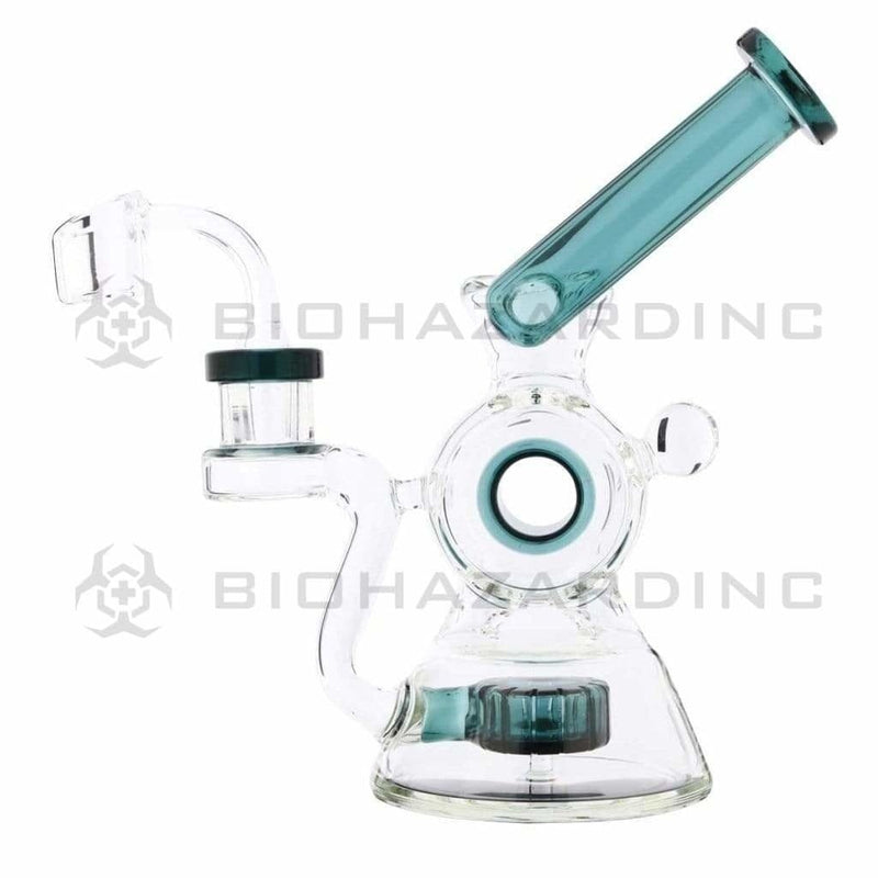 Biohazard Inc Glass Dab Rig Water Pipe 7" Rig Showerhead Circle Puck Sidecar Lake Green