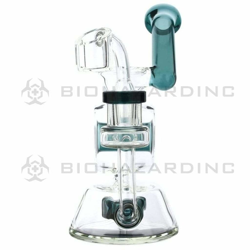 Biohazard Inc Glass Dab Rig Water Pipe 7" Rig Showerhead Circle Puck Sidecar Lake Green