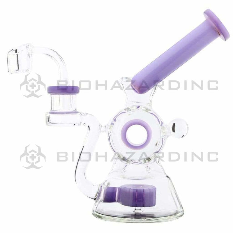 Biohazard Inc Glass Dab Rig Water Pipe 7" Rig Showerhead Circle Puck Sidecar Purple