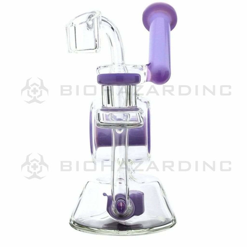 Biohazard Inc Glass Dab Rig Water Pipe 7" Rig Showerhead Circle Puck Sidecar Purple