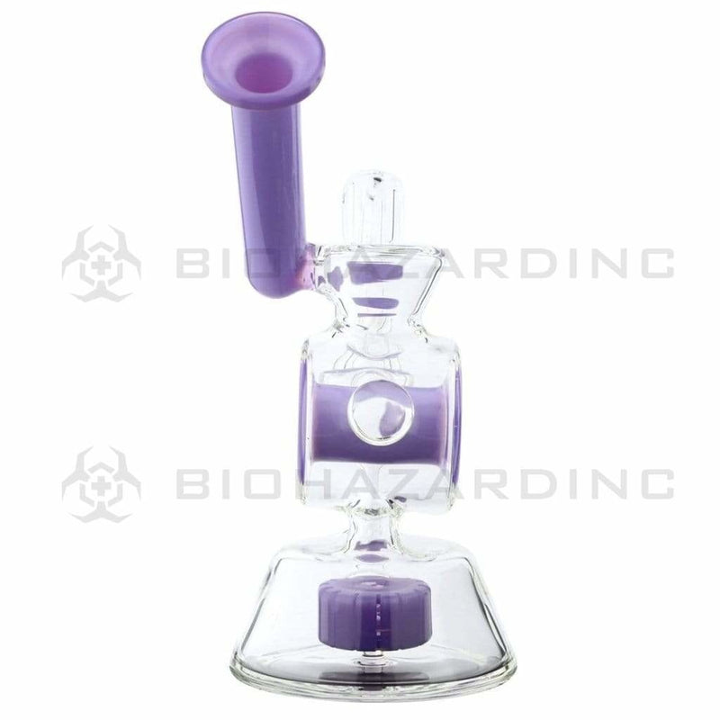 Biohazard Inc Glass Dab Rig Water Pipe 7" Rig Showerhead Circle Puck Sidecar Purple