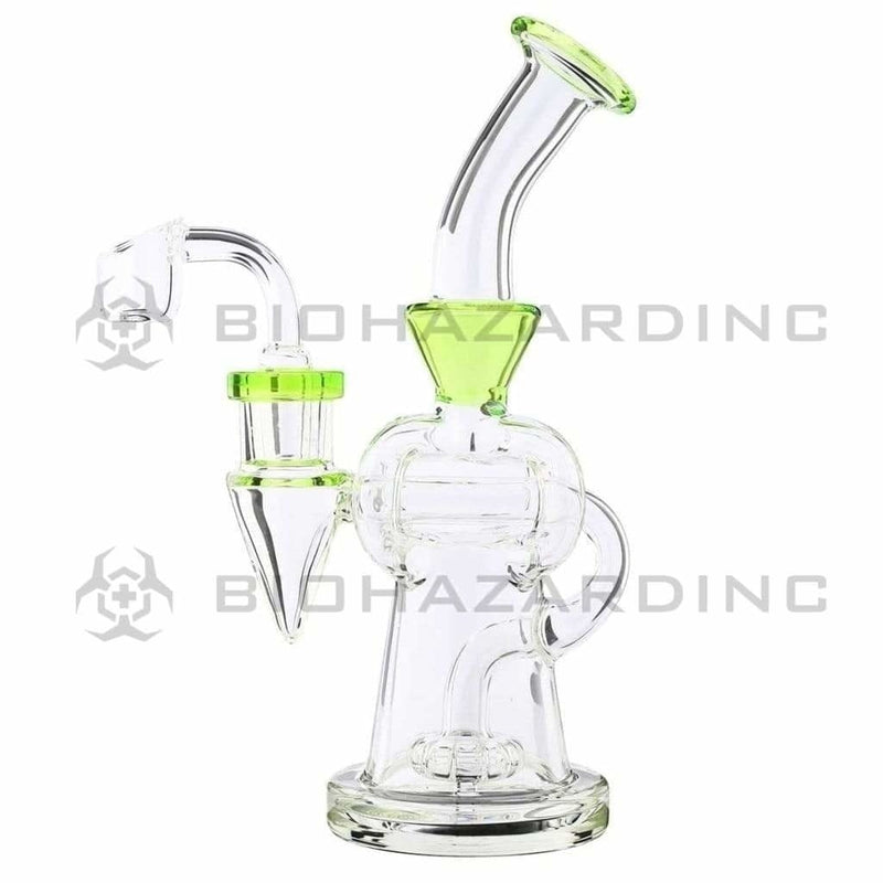 Biohazard Inc Glass Dab Rig Water Pipe 8" Pillars Showerhead Rig Green