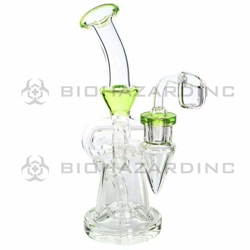 Biohazard Inc Glass Dab Rig Water Pipe 8" Pillars Showerhead Rig Green