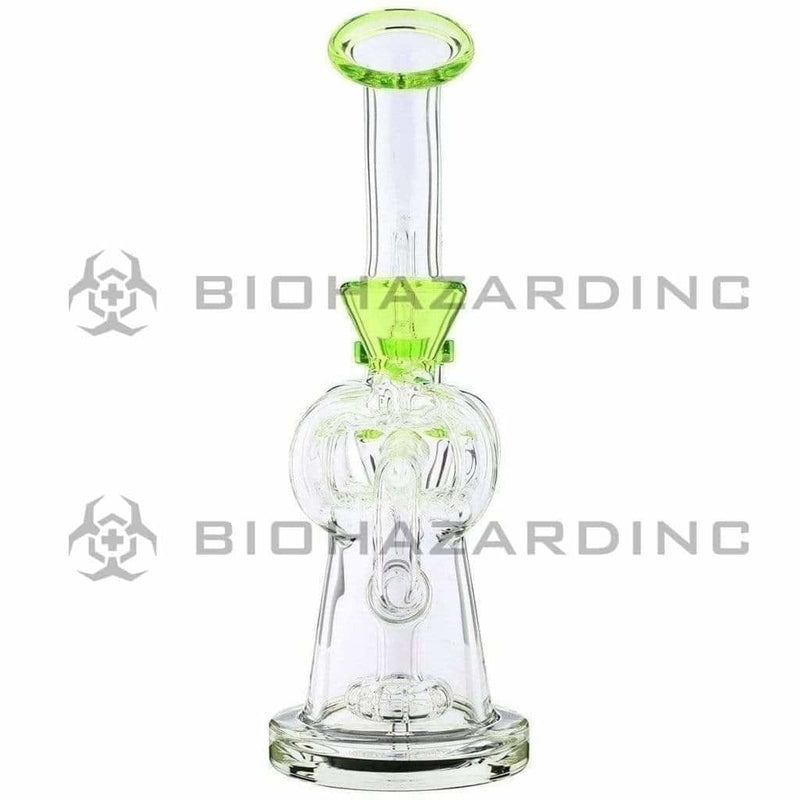 Biohazard Inc Glass Dab Rig Water Pipe 8" Pillars Showerhead Rig Green