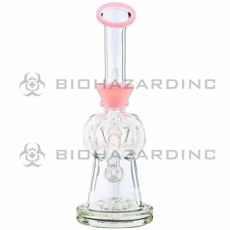 Biohazard Inc Glass Dab Rig Water Pipe 8" Pillars Showerhead Rig Pink