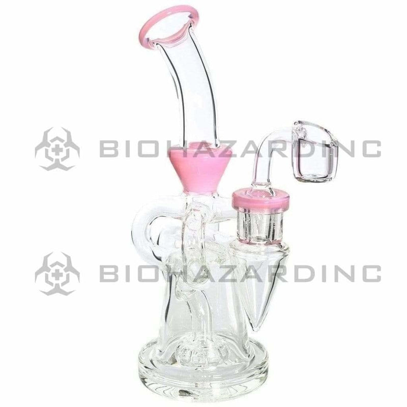 Biohazard Inc Glass Dab Rig Water Pipe 8" Pillars Showerhead Rig Pink