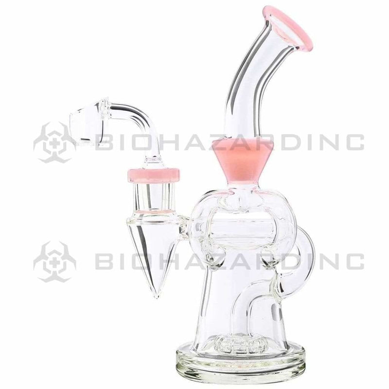 Biohazard Inc Glass Dab Rig Water Pipe 8" Pillars Showerhead Rig Pink