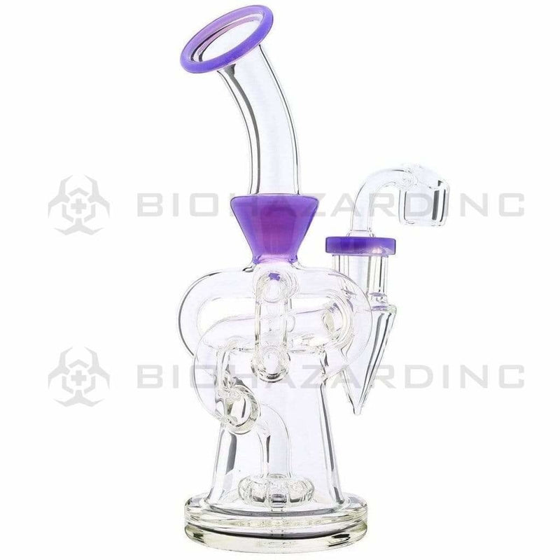 Biohazard Inc Glass Dab Rig Water Pipe 8" Pillars Showerhead Rig Purple