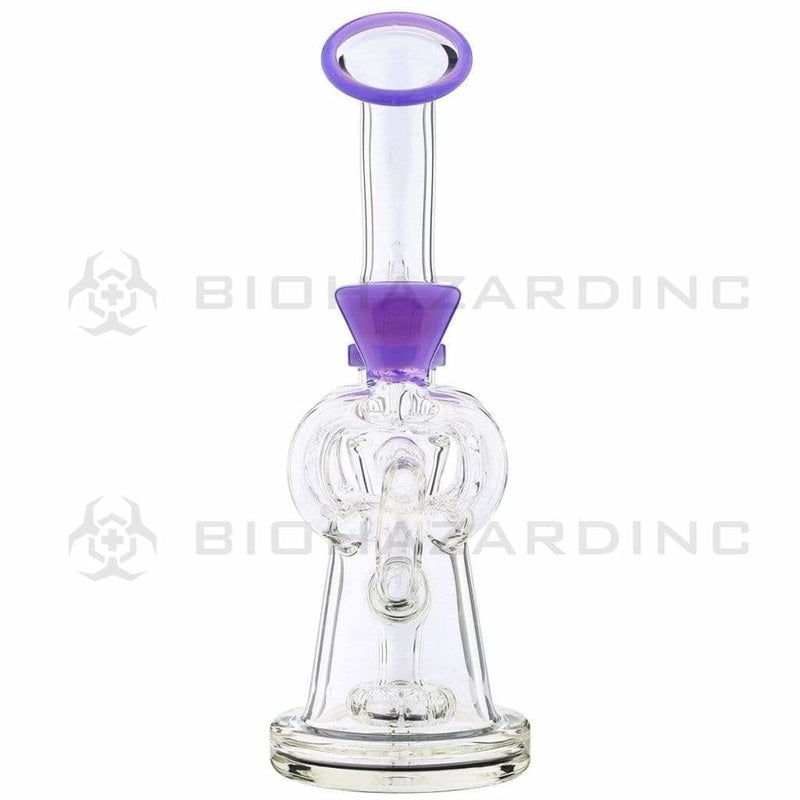 Biohazard Inc Glass Dab Rig Water Pipe 8" Pillars Showerhead Rig Purple