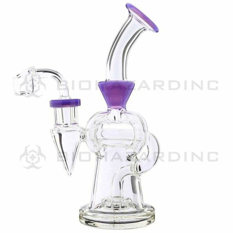 Biohazard Inc Glass Dab Rig Water Pipe 8" Pillars Showerhead Rig Purple