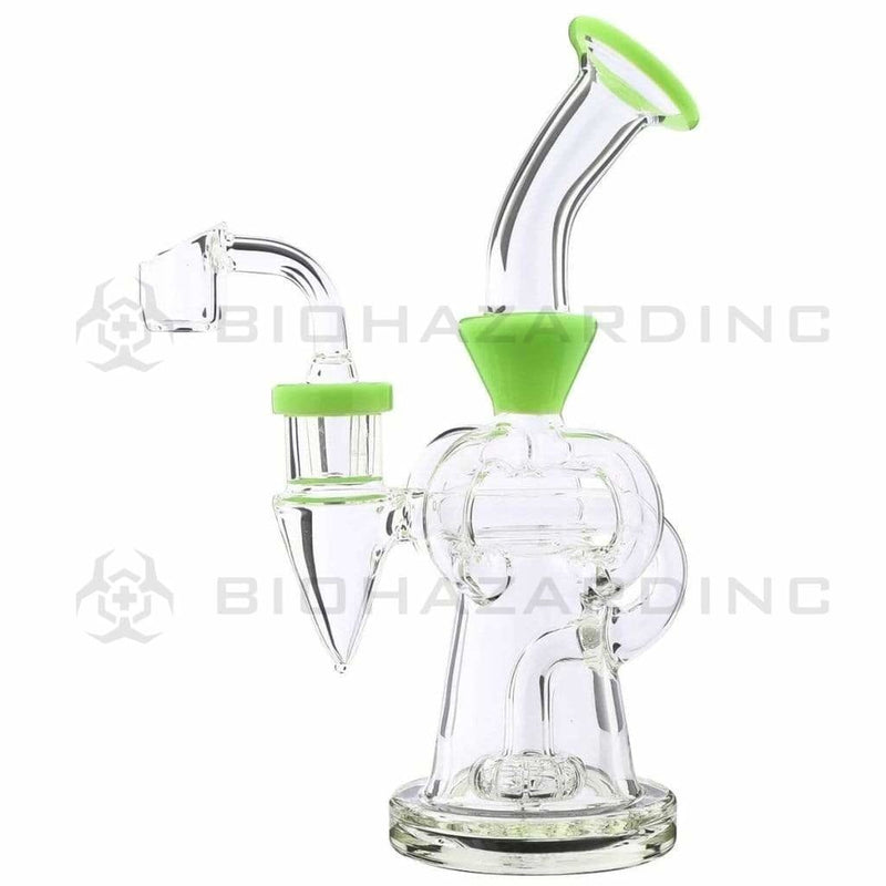 Biohazard Inc Glass Dab Rig Water Pipe 8" Pillars Showerhead Rig Slyme