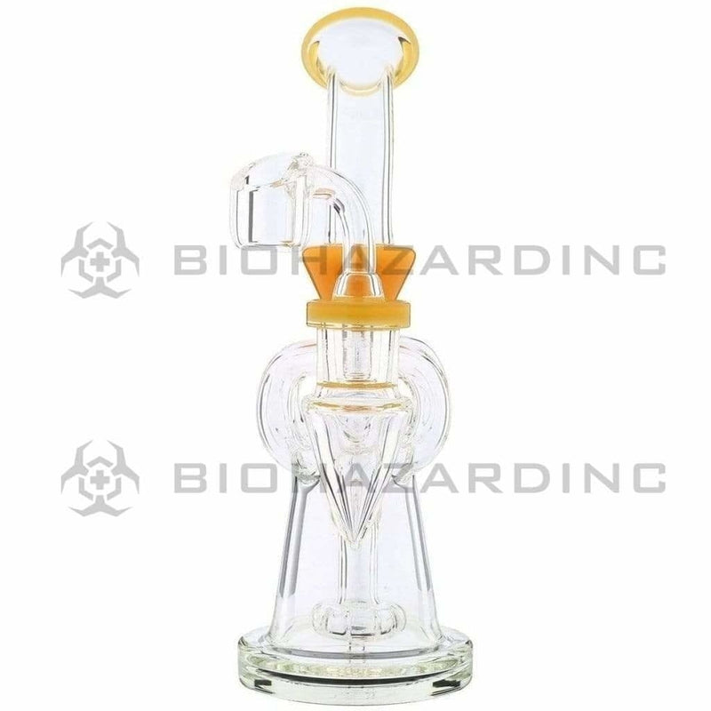 Biohazard Inc Glass Dab Rig Water Pipe 8" Pillars Showerhead Rig Yellow Jade