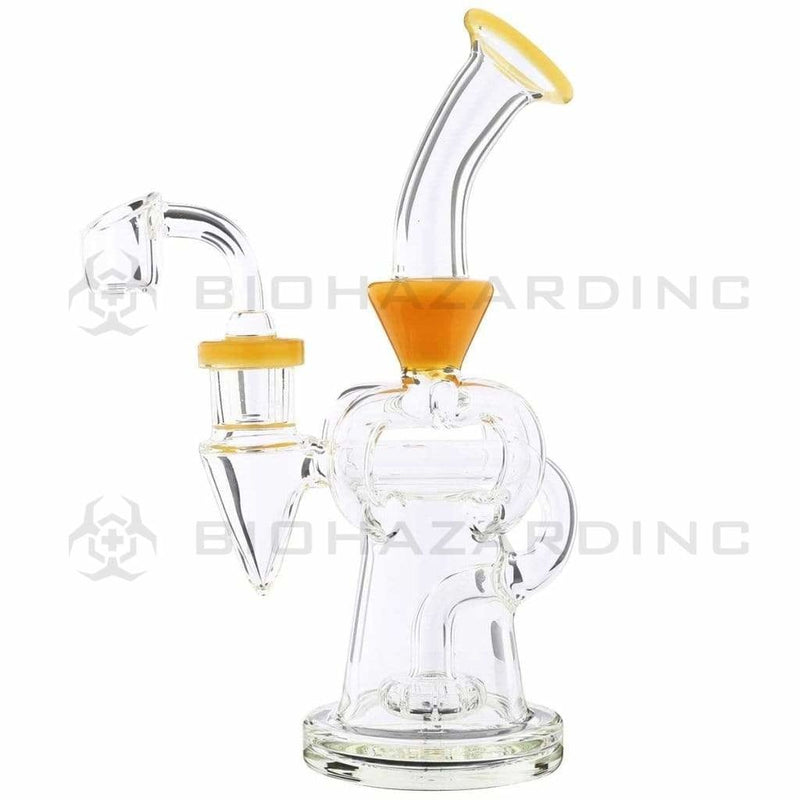 Biohazard Inc Glass Dab Rig Water Pipe 8" Pillars Showerhead Rig Yellow Jade