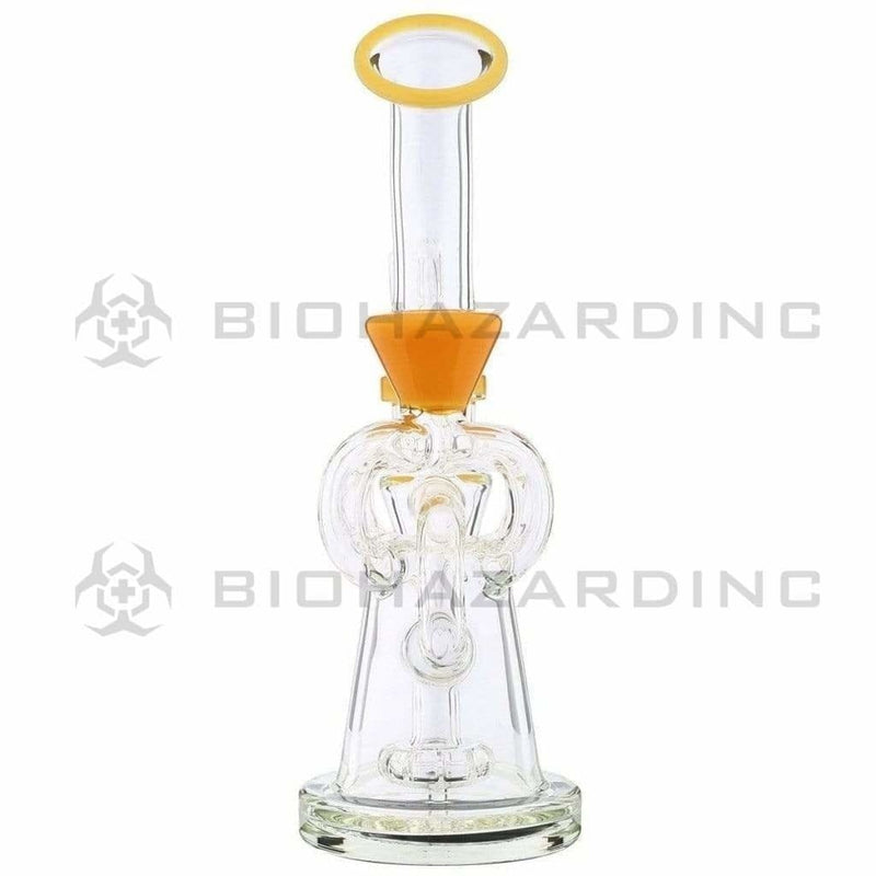 Biohazard Inc Glass Dab Rig Water Pipe 8" Pillars Showerhead Rig Yellow Jade