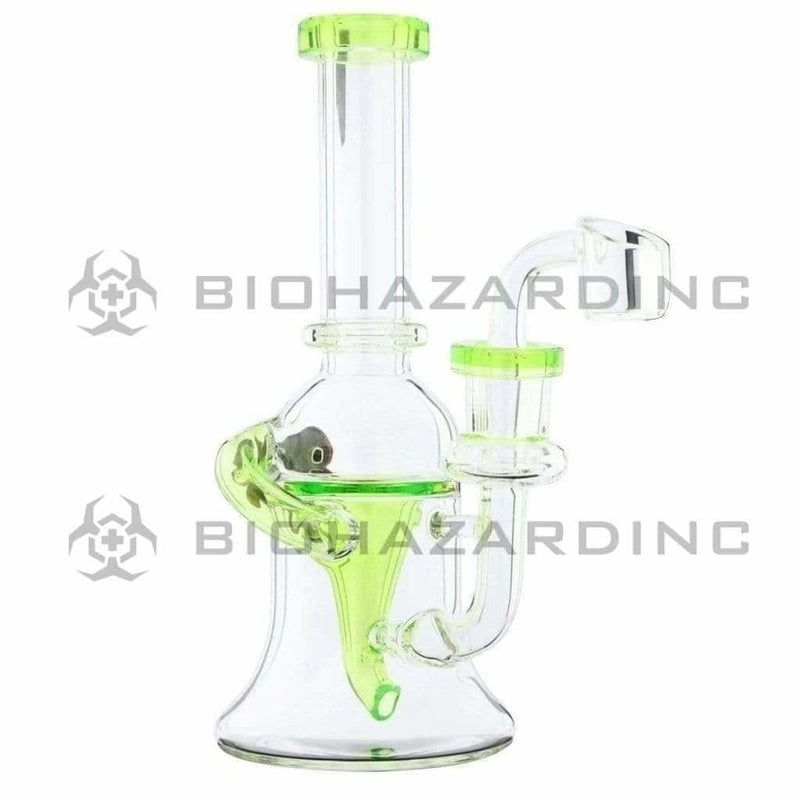 Biohazard Inc Glass Dab Rig Water Pipe 8" Recycler Honeycomb Marble Green