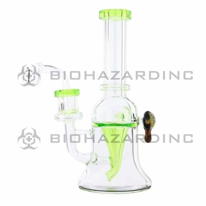 Biohazard Inc Glass Dab Rig Water Pipe 8" Recycler Honeycomb Marble Green