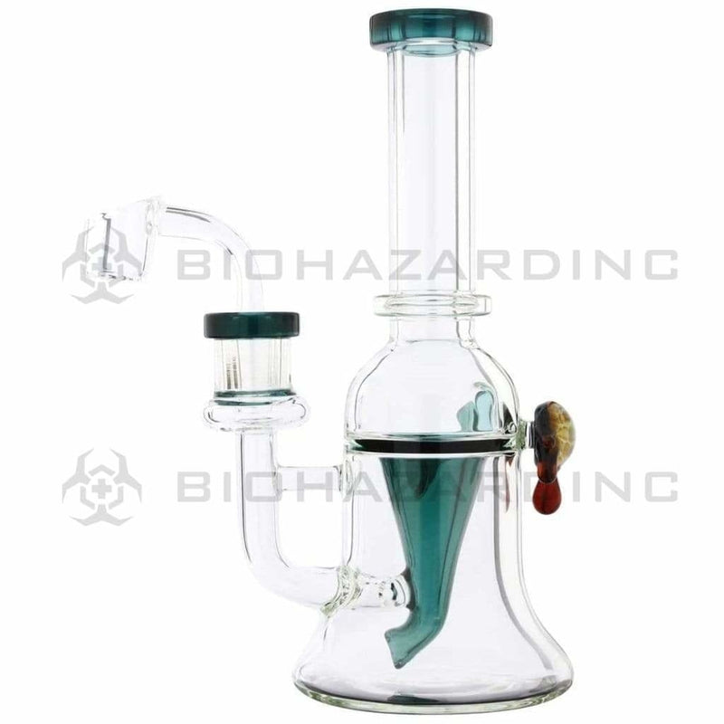 Biohazard Inc Glass Dab Rig Water Pipe 8" Recycler Honeycomb Marble Lake Green