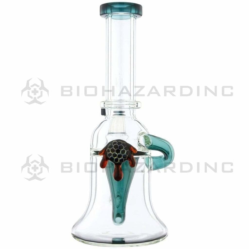 Biohazard Inc Glass Dab Rig Water Pipe 8" Recycler Honeycomb Marble Lake Green