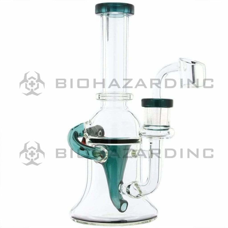 Biohazard Inc Glass Dab Rig Water Pipe 8" Recycler Honeycomb Marble Lake Green