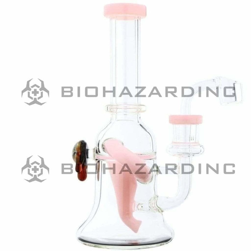 Biohazard Inc Glass Dab Rig Water Pipe 8" Recycler Honeycomb Marble Pink