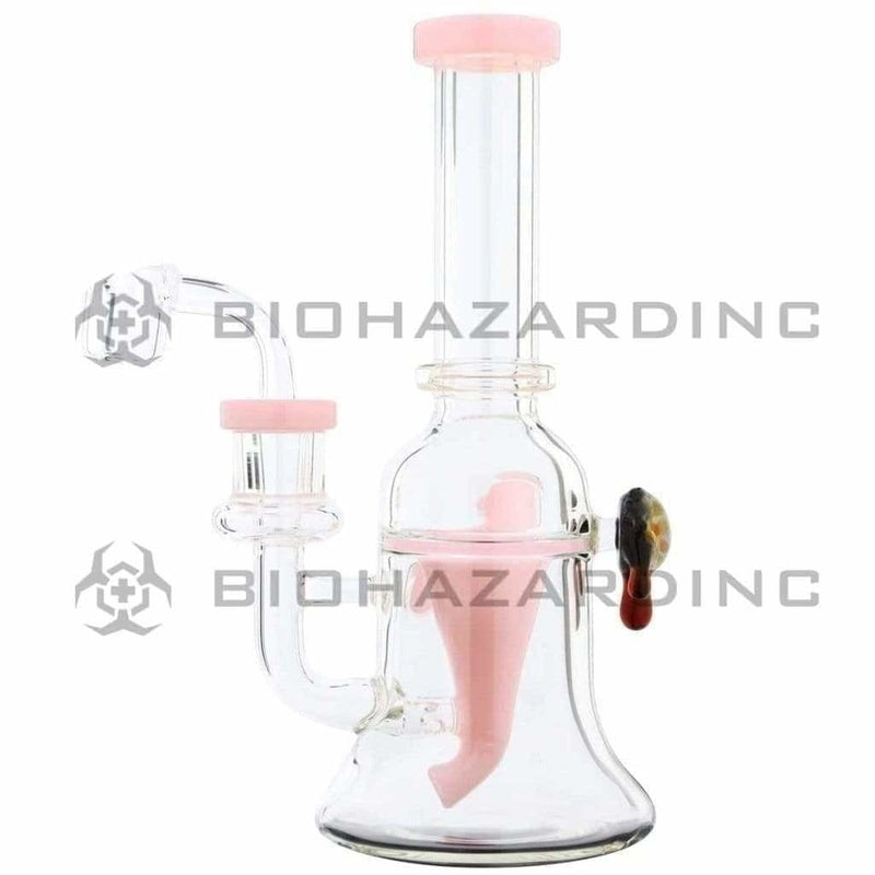 Biohazard Inc Glass Dab Rig Water Pipe 8" Recycler Honeycomb Marble Pink